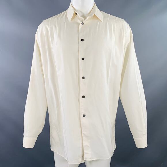 CLAUDE MONTANA S White Pleated Cotton Spread Collar Oversized Long Sleeve Shirt - Picture 1 of 12